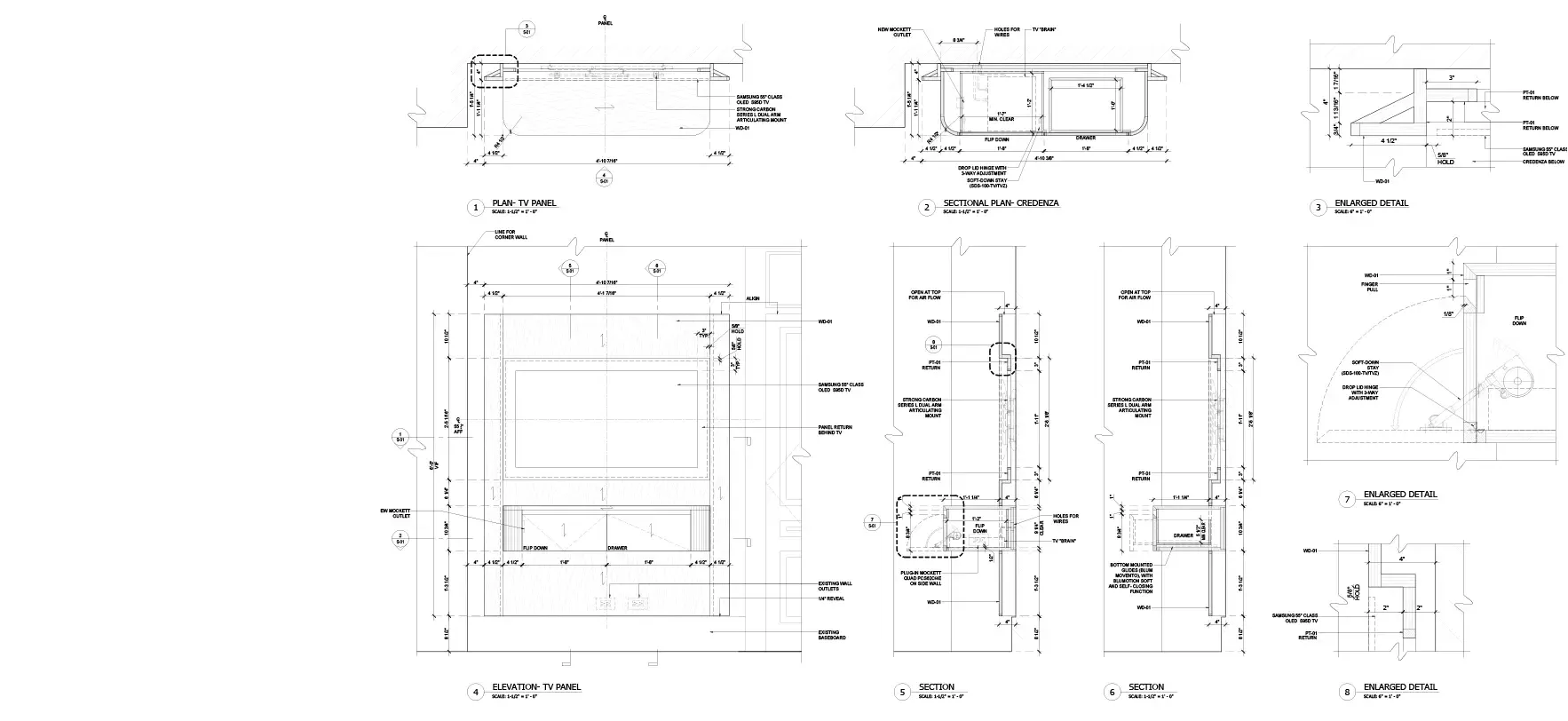 TV Panel and Credenza Millwork Detail copy