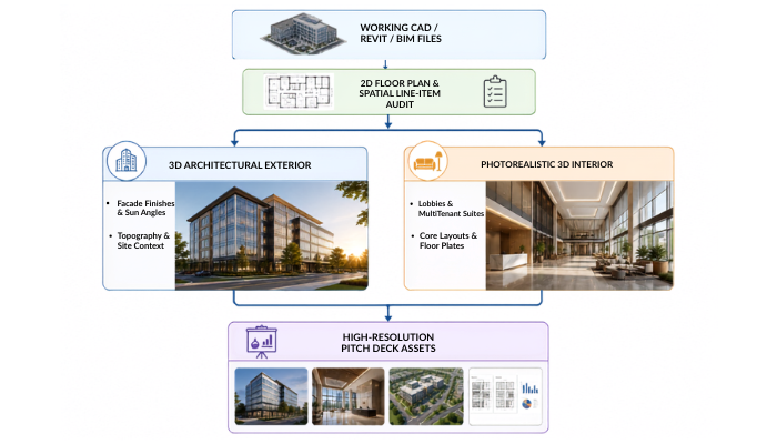 Exterior 3D Rendering for Commercial Real Estate Pitches 1 Architectural Visualization